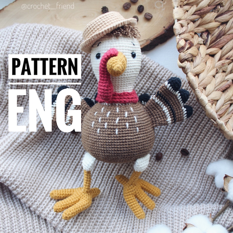 Crochet amigurumi pattern turkey and worm PDF ENGLISH pattern Crochet turkey crochet animal crochet turkey pattern amigurumi turkey