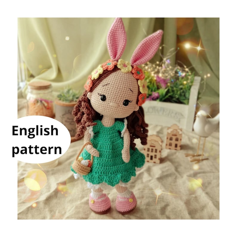 Easter Crochet Amigurumi pattern Bunny Doll PDF English pattern Easter gift decor Easter amigurumi toy Easter doll Bunny