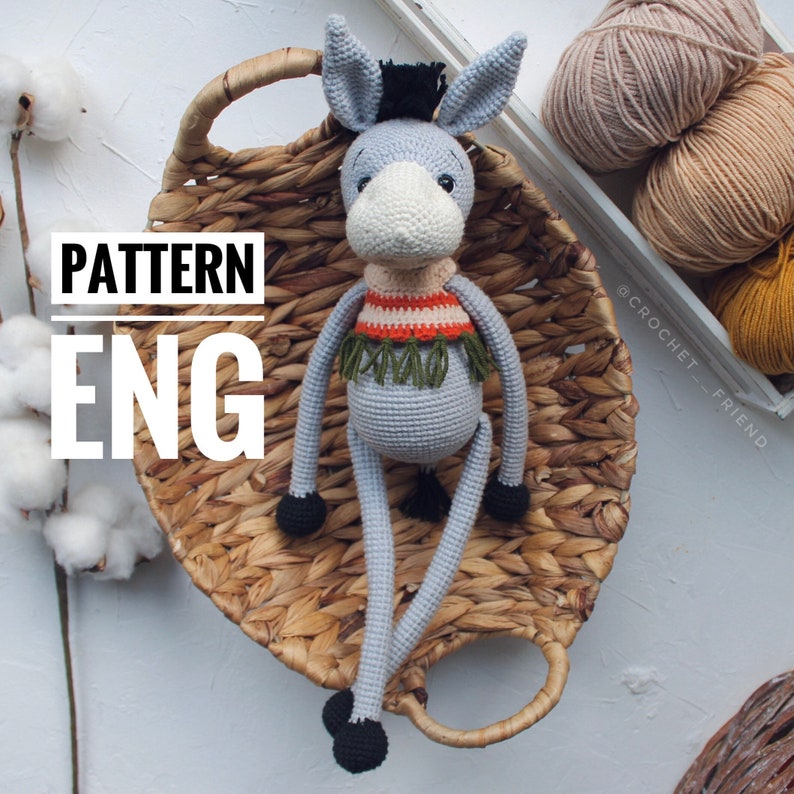 Amigurumi crochet pattern donkey PDF English pattern donkey