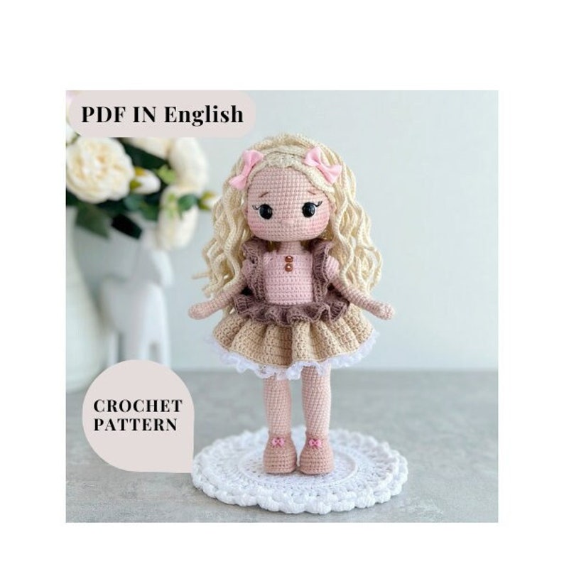 Crochet doll PATTERN PDF in English crochet pattern amigurumi doll stuffed doll pattern amigurumi toy pattern doll in a dress doll in shoes