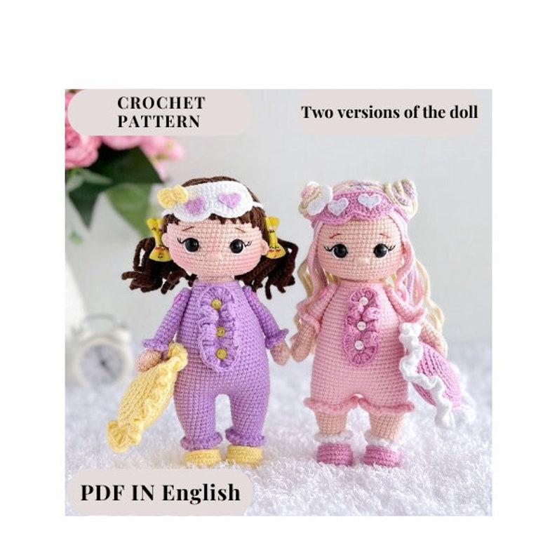 Crochet doll PATTERN PDF in English crochet pattern amigurumi doll stuffed doll pattern amigurumi toy pattern doll in pajamas little doll