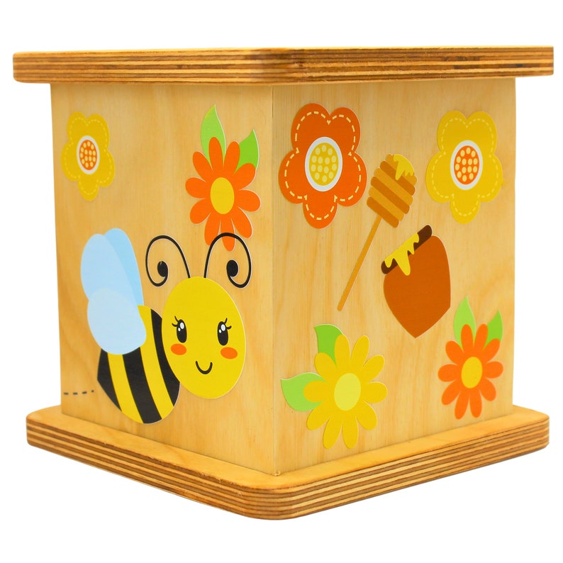 Busy Honey Bee Piggy Bank, Wooden Customizable Name Piggy Bank