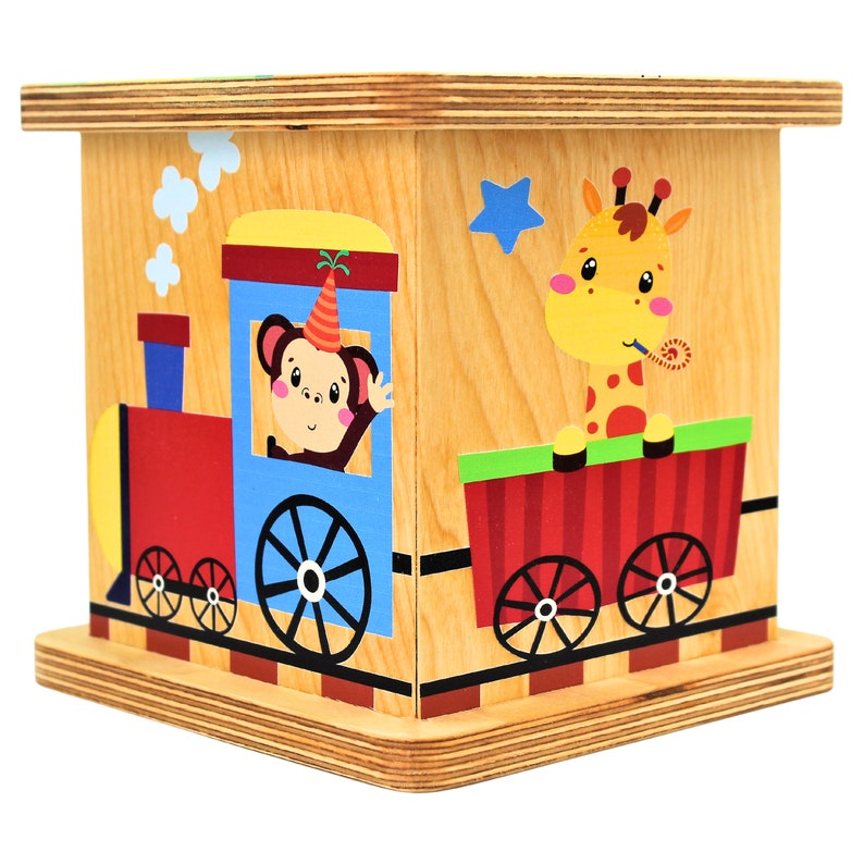 Animal Train-Themed Nursery Shelf Decor Personalized Money Coin Bank