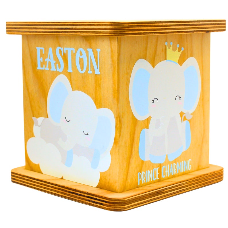 Personalized Elephant Piggy Bank – Cute Animal Bank for Kids – Custom Wooden Coin Box – Baby Naming Gift – Child’s Money Box – Bank for Boys