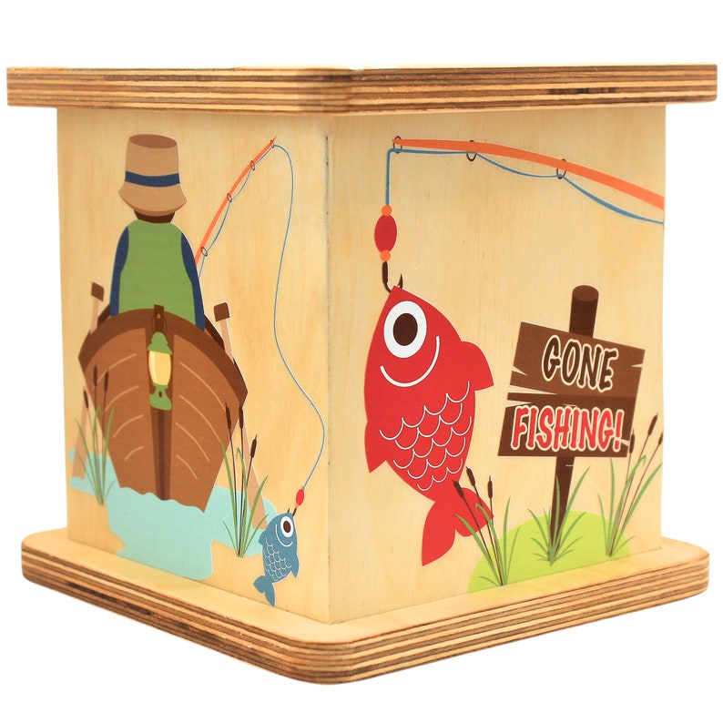 Fisherman Boat-Themed Saving Box, Personalized Wooden Piggy Bank for Kids