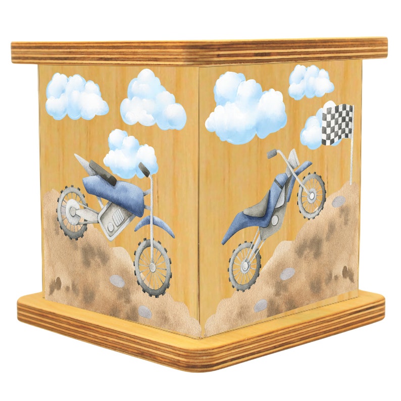 Dirt Bike Themed Savings Box, Personalized Wooden Piggy Bank for Kids