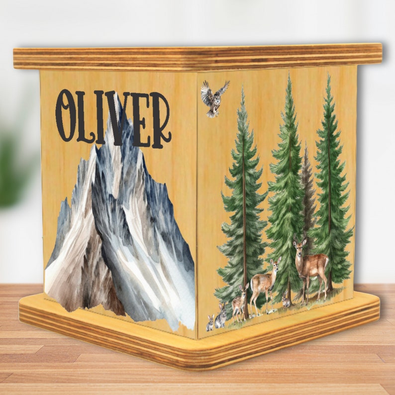 Woodland-Themed Customizable Savings Box for Boys & Girls